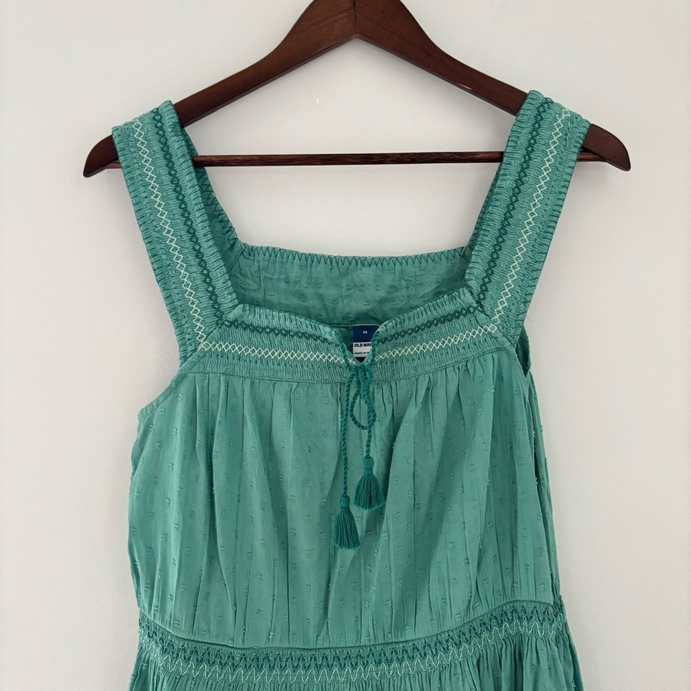 Old Navy Swiss Dot Midi Dress Green Cottagecore Coastal Grandma - Picture 2 of 12